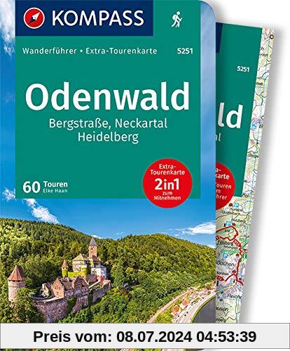 KOMPASS Wanderführer Odenwald: Wanderführer mit Extra-Tourenkarte 1:75.000, 60 Touren, GPX-Daten zum Download