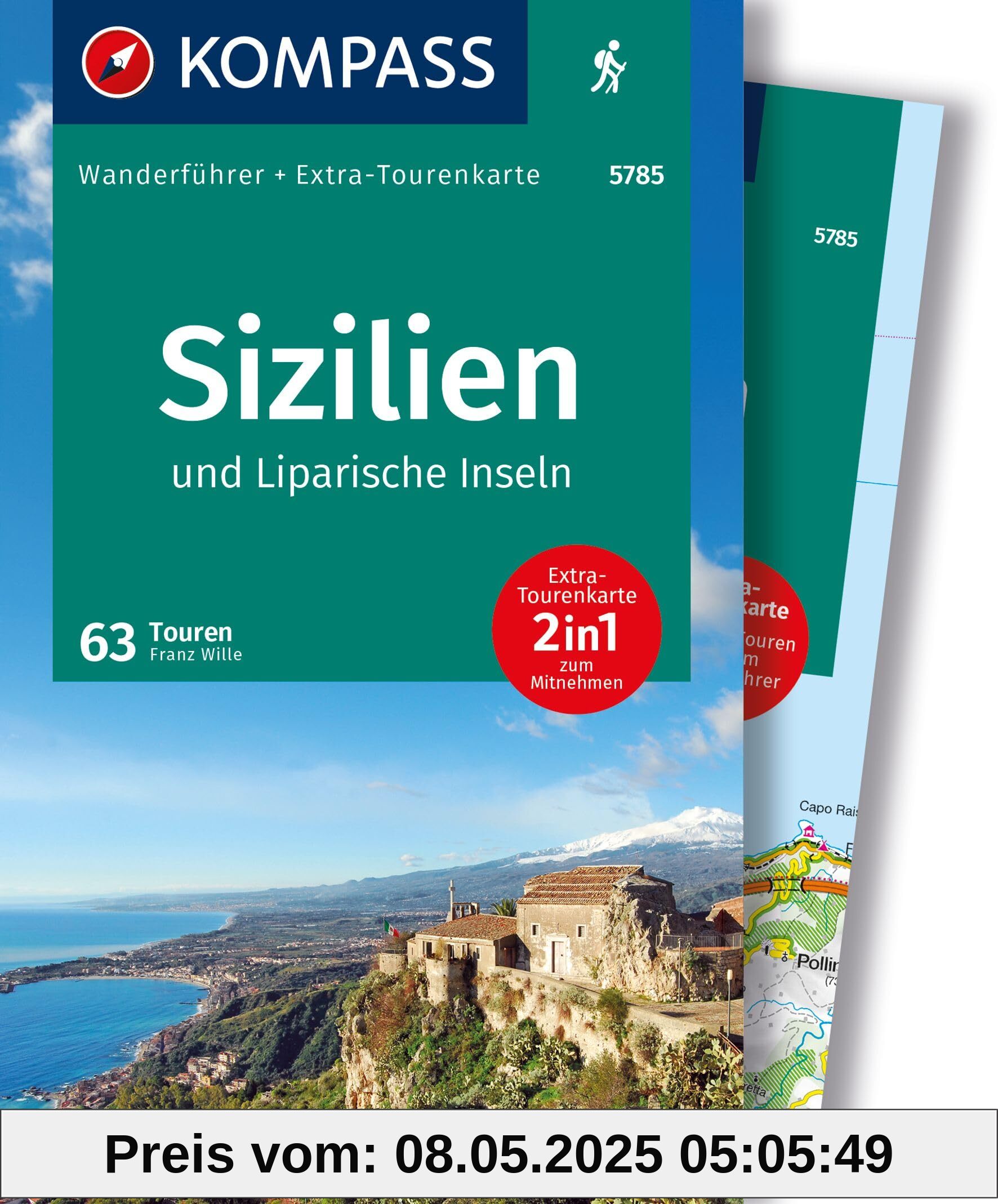 KOMPASS Wanderführer Sizilien und Liparische Inseln, 60 Touren mit Extra-Tourenkarte: GPS-Daten zum Download