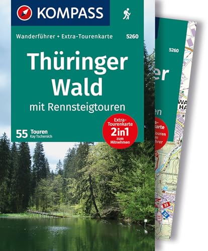 KOMPASS Wanderführer Thüringer Wald mit Rennsteigtouren, 55 Touren mit Extra-Tourenkarte: GPS-Daten zum Download von KOMPASS-KARTEN