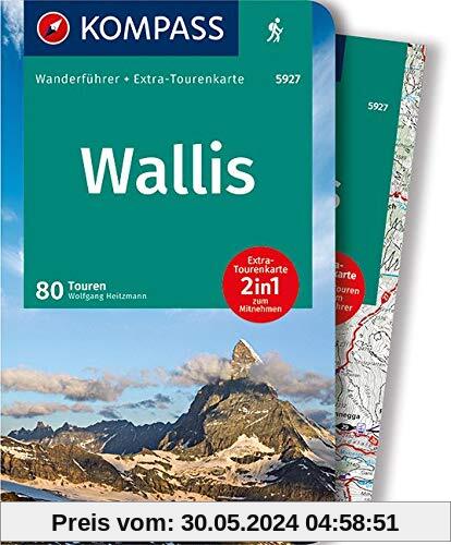 KOMPASS Wanderführer Wallis, Oberwallis: Wanderführer mit Extra-Tourenkarte, 80 Touren, GPX-Daten zum Download.