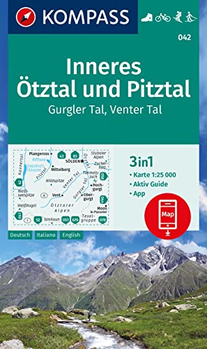 KOMPASS Wanderkarte 042 Inneres Ötztal und Pitztal, Gurgler Tal, Venter Tal 1:25.000: 3in1 Wanderkarte mit Aktiv Guide inklusive Karte zur offline ... Fahrradfahren. Skitouren. Langlaufen. KOMPASS Wanderkarte 042 Inneres Ötztal und Pitztal, Gurgler Tal, Venter Tal 1:25.000: 3in1 Wanderkarte mit Aktiv Guide inklusive Karte zur offline ... Fahrradfahren. Skitouren. Langlaufen.