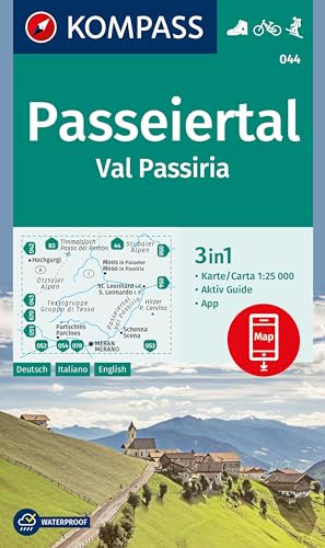 KOMPASS Wanderkarte 044 Passeiertal / Val Passiria 1:25.000: 3in1 Wanderkarte, mit Aktiv Guide inklusive Karte zur offline Verwendung in der KOMPASS-App. Fahrradfahren. Skitouren. von Kompass
