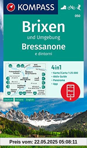 KOMPASS Wanderkarte 050 Brixen und Umgebung / Bressanone e dintorni 1:25.000: 4in1 Wanderkarte mit Panorama und Aktiv Guide inklusive Karte zur ... in der KOMPASS-App. Fahrradfahren. Skitouren. KOMPASS Wanderkarte 050 Brixen und Umgebung / Bressanone e dintorni 1:25.000: 4in1 Wanderkarte mit Panorama und Aktiv Guide inklusive Karte zur ... in der KOMPASS-App. Fahrradfahren. Skitouren.