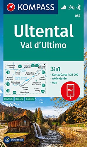 KOMPASS Wanderkarte 052 Ultental / Val d'Ultimo 1:25.000: 3in1 Wanderkarte mit Aktiv Guide inklusive Karte zur offline Verwendung in der KOMPASS-App. Fahrradfahren. Skitouren. von KOMPASS-KARTEN