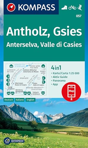 KOMPASS Wanderkarte 057 Antholz, Gsies, Anterselva, Valle di Casies 1:25.000: 4in1 Wanderkarte mit Aktiv Guide und Panorama inklusive Karte zur ... in der KOMPASS-App. Fahrradfahren. Skitouren. von KOMPASS-KARTEN