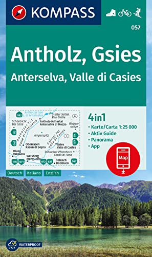 KOMPASS Wanderkarte 057 Antholz, Gsies, Anterselva, Valle di Casies 1:25.000: 4in1 Wanderkarte mit Aktiv Guide und Panorama inklusive Karte zur ... in der KOMPASS-App. Fahrradfahren. Skitouren.