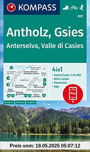 KOMPASS Wanderkarte 057 Antholz, Gsies, Anterselva, Valle di Casies 1:25000: 4in1 Wanderkarte mit Aktiv Guide und Panorama inklusive Karte zur offline ... Skitouren. (KOMPASS-Wanderkarten, Band 57)