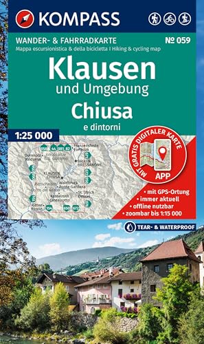 KOMPASS Wanderkarte 059 Klausen und Umgebung / Chiusa e dintorni 1:25.000: Wander- und Fahrradkarte in einem - inklusive Offline-Verwendung in der ... Radwege. Skitouren. Langlaufen. Reiten. KOMPASS Wanderkarte 059 Klausen und Umgebung / Chiusa e dintorni 1:25.000: Wander- und Fahrradkarte in einem - inklusive Offline-Verwendung in der ... Radwege. Skitouren. Langlaufen. Reiten. von KOMPASS-KARTEN
