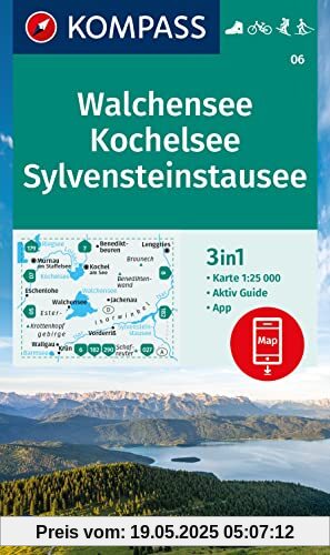 KOMPASS Wanderkarte 06 Walchensee, Kochelsee, Sylvensteinstausee 1:25000: 3in1 Wanderkarte mit Aktiv Guide inklusive Karte zur offline Verwendung in ... Langlaufen. (KOMPASS-Wanderkarten, Band 6)