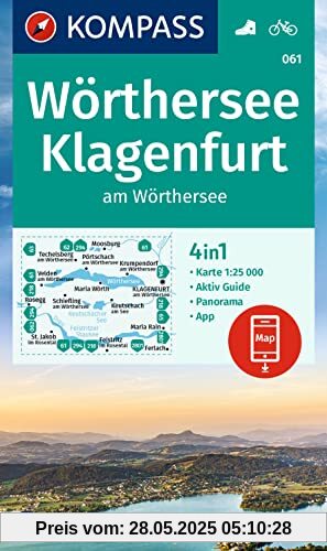KOMPASS Wanderkarte 061 Wörthersee, Klagenfurt am Wörthersee 1:25.000: 4in1 Wanderkarte mit Panorama und Aktiv Guide inklusive Karte zur offline Verwendung in der KOMPASS-App. Fahrradfahren. KOMPASS Wanderkarte 061 Wörthersee, Klagenfurt am Wörthersee 1:25.000: 4in1 Wanderkarte mit Panorama und Aktiv Guide inklusive Karte zur offline Verwendung in der KOMPASS-App. Fahrradfahren.