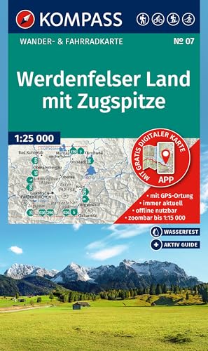 KOMPASS Wanderkarte 07 Werdenfelser Land mit Zugspitze 1:25.000: Wander- und Fahrradkarte in einem - inklusive Offline-Verwendung in der KOMPASS-App. Wander-& Radwege. Skitouren. Langlaufen. KOMPASS Wanderkarte 07 Werdenfelser Land mit Zugspitze 1:25.000: Wander- und Fahrradkarte in einem - inklusive Offline-Verwendung in der KOMPASS-App. Wander-& Radwege. Skitouren. Langlaufen. von KOMPASS-KARTEN