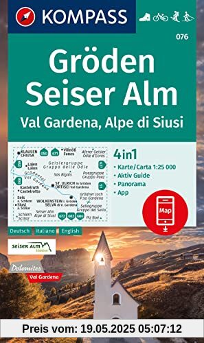 KOMPASS Wanderkarte 076 Gröden, Seiser Alm, Val Gardena, Alpe di Siusi 1:25.000: 4in1 Wanderkarte mit Aktiv Guide und Detailkarten inklusive Karte zur ... Fahrradfahren. Skitouren. Langlaufen. KOMPASS Wanderkarte 076 Gröden, Seiser Alm, Val Gardena, Alpe di Siusi 1:25.000: 4in1 Wanderkarte mit Aktiv Guide und Detailkarten inklusive Karte zur ... Fahrradfahren. Skitouren. Langlaufen.