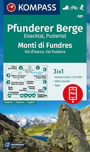KOMPASS Wanderkarte 081 Pfunderer Berge/Monti di Fundres 1:25.000: 3in1 Wanderkarte mit Aktiv Guide inklusive Karte zur offline Verwendung in der KOMPASS-App. Fahrradfahren. Skitouren. von KOMPASS-KARTEN