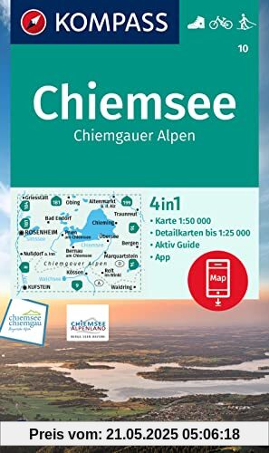 KOMPASS Wanderkarte 10 Chiemsee, Chiemgauer Alpen: markierte Wanderwege, Fahrradwege, Skitouren, Langlaufen (KOMPASS-Wanderkarten, Band 10)