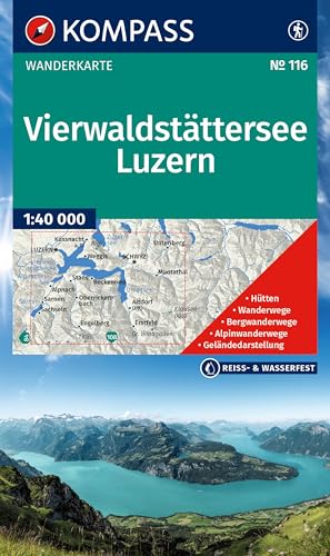 KOMPASS Wanderkarte 116 Vierwaldstättersee, Luzern 1:40.000: markierte Wanderwege, Hütten, Radrouten KOMPASS Wanderkarte 116 Vierwaldstättersee, Luzern 1:40.000: markierte Wanderwege, Hütten, Radrouten von KOMPASS-KARTEN