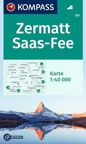 KOMPASS Wanderkarte 117 Zermatt, Saas-Fee 1:40.000: markierte Wanderwege, Hütten KOMPASS Wanderkarte 117 Zermatt, Saas-Fee 1:40.000: markierte Wanderwege, Hütten