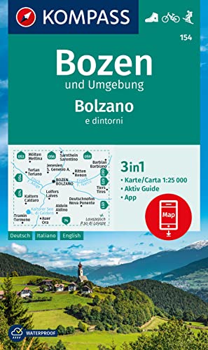 KOMPASS Wanderkarte 154 Bozen und Umgebung / Bolzano e dintorni 1:25.000: 3in1 Wanderkarte, mit Aktiv Guide inklusive Karte zur offline Verwendung in der KOMPASS-App. Fahrradfahren. Skitouren. von KOMPASS-KARTEN