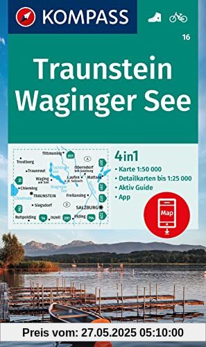 KOMPASS Wanderkarte 16 Traunstein, Waginger See 1:50.000: 4in1 Wanderkarte mit Aktiv Guide und Detailkarten inklusive Karte zur offline Verwendung in der KOMPASS-App. Fahrradfahren. KOMPASS Wanderkarte 16 Traunstein, Waginger See 1:50.000: 4in1 Wanderkarte mit Aktiv Guide und Detailkarten inklusive Karte zur offline Verwendung in der KOMPASS-App. Fahrradfahren.