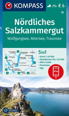 KOMPASS Wanderkarte 18 Nördliches Salzkammergut, Wolfgangsee, Attersee, Traunsee 1:50.000 von Kompass-Karten