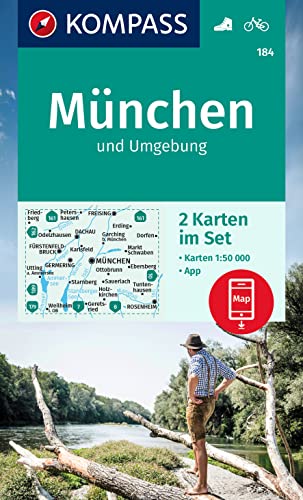 KOMPASS Wanderkarten-Set 184 München und Umgebung (2 Karten) 1:50.000: markierte Wanderwege, Fahrradwege, Skitouren, Langlaufen