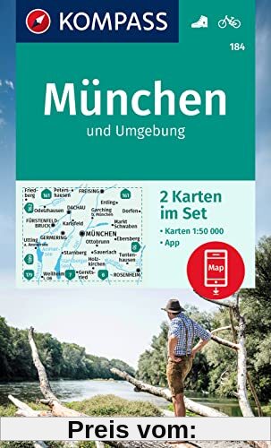 KOMPASS Wanderkarte 184 München und Umgebung: markierte Wanderwege, Fahrradwege, Skitouren, Langlaufen (KOMPASS-Wanderkarten, Band 184)