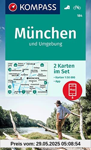 KOMPASS Wanderkarte 184 München und Umgebung: markierte Wanderwege, Fahrradwege, Skitouren, Langlaufen (KOMPASS-Wanderkarten, Band 184)