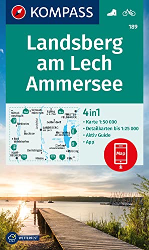 KOMPASS Wanderkarte 189 Landsberg am Lech, Ammersee 1:50.000: 4in1 Wanderkarte mit Aktiv Guide und Detailkarten inklusive Karte zur offline Verwendung in der KOMPASS-App. Fahrradfahren. von KOMPASS-KARTEN