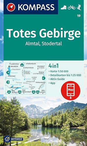 KOMPASS Wanderkarte 19 Totes Gebirge, Almtal, Stodertal 1:50.000: 4in1 Wanderkarte mit Aktiv Guide und Detailkarten inklusive Karte zur offline Verwendung in der KOMPASS-App. Fahrradfahren. Skitouren. von KOMPASS-KARTEN