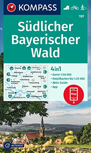 KOMPASS Wanderkarte 197 Südlicher Bayerischer Wald 1:50.000: 4in1 Wanderkarte, mit Aktiv Guide und Ortsplänen inklusive Karte zur offline Verwendung in der KOMPASS-App. Fahrradfahren. Skitouren. KOMPASS Wanderkarte 197 Südlicher Bayerischer Wald 1:50.000: 4in1 Wanderkarte, mit Aktiv Guide und Ortsplänen inklusive Karte zur offline Verwendung in der KOMPASS-App. Fahrradfahren. Skitouren.