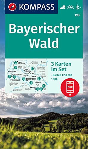 KOMPASS Wanderkarten-Set 198 Bayerischer Wald (3 Karten) 1:50.000: inklusive Karte zur offline Verwendung in der KOMPASS-App. Fahrradfahren. Skitouren. von Kompass