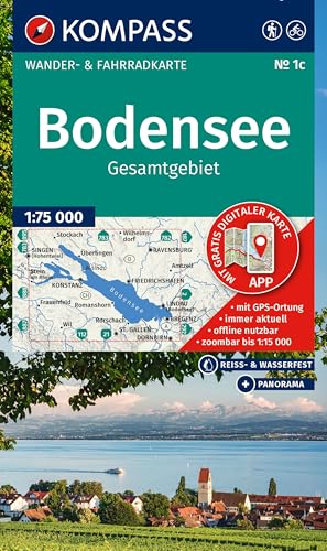 KOMPASS Wanderkarte 1c Bodensee Gesamtgebiet 1:75.000: Wander- und Fahrradkarte in einem - inklusive Offline-Verwendung in der KOMPASS-App. Wander-& Radwege. Panorama. Langlaufen. Reiten. KOMPASS Wanderkarte 1c Bodensee Gesamtgebiet 1:75.000: Wander- und Fahrradkarte in einem - inklusive Offline-Verwendung in der KOMPASS-App. Wander-& Radwege. Panorama. Langlaufen. Reiten. von KOMPASS-KARTEN