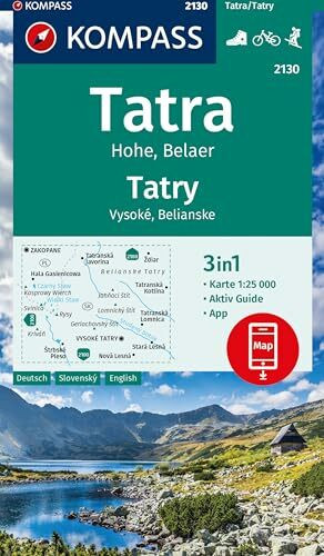 KOMPASS Wanderkarte 2130 Tatra Hohe, Belaer / Tatry, Vysoké, Belianske 1:25.000: 3in1 Wanderka...