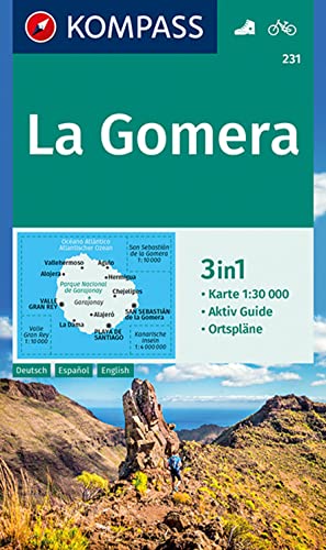 KOMPASS Wanderkarte 231 La Gomera 1:30.000: 3in1 Wanderkarte mit Aktiv Guide und Ortsplänen. Fahrradfahren.