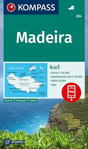 KOMPASS Wanderkarte 234 Madeira 1:50.000: 4in1 Wanderkarte mit Aktiv Guide und 1:25000 Karten,...