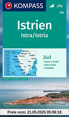 KOMPASS Wanderkarte 238 Istrien, Istra, Istria 1:75.000: 3in1 Wanderkarte mit Aktiv Guide und Ortsplänen. Fahrradfahren. KOMPASS Wanderkarte 238 Istrien, Istra, Istria 1:75.000: 3in1 Wanderkarte mit Aktiv Guide und Ortsplänen. Fahrradfahren.