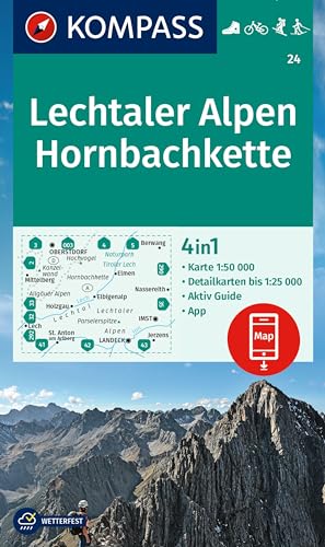 KOMPASS Wanderkarte 24 Lechtaler Alpen, Hornbachkette 1:50.000: 4in1 Wanderkarte mit Aktiv Guide und 1:25000 Karten, inklusive Kartenbereich zur ... in der KOMPASS-App. Fahrradfahren. Skitouren. KOMPASS Wanderkarte 24 Lechtaler Alpen, Hornbachkette 1:50.000: 4in1 Wanderkarte mit Aktiv Guide und 1:25000 Karten, inklusive Kartenbereich zur ... in der KOMPASS-App. Fahrradfahren. Skitouren.
