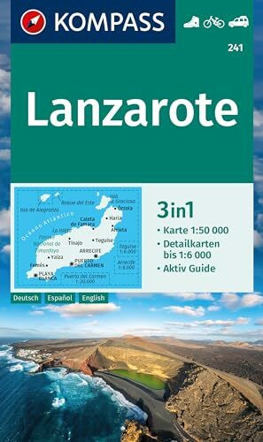 KOMPASS Wanderkarte 241 Lanzarote 1:50.000: 3in1 Wanderkarte mit Aktiv Guide und Detailkarten....