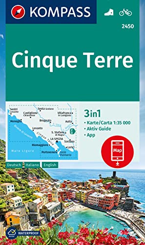 KOMPASS Wanderkarte 2450 Cinque Terre 1:35.000: 3in1 Wanderkarte, mit Aktiv Guide inklusive Karte zur offline Verwendung in der KOMPASS-App. Fahrradfahren. von KOMPASS-KARTEN
