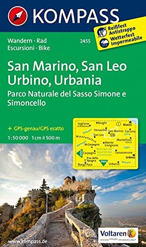 KOMPASS Wanderkarte 2455 San Marino - San Leo - Urbino - Urbania - Parco Naturale del Sasso Simone e Simoncello 1:50.000: Wanderkarte mit Radtouren. GPS-genau. 1:50000 KOMPASS Wanderkarte 2455 San Marino - San Leo - Urbino - Urbania - Parco Naturale del Sasso Simone e Simoncello 1:50.000: Wanderkarte mit Radtouren. GPS-genau. 1:50000