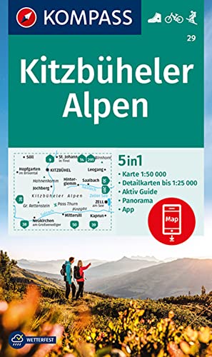 KOMPASS Wanderkarte 29 Kitzbüheler Alpen 1:50.000: 5in1 Wanderkarte mit Aktiv Guide, Detailkarten und Panorama inklusive Karte zur offline Verwendung in der KOMPASS-App. Fahrradfahren. Skitouren. von Kompass