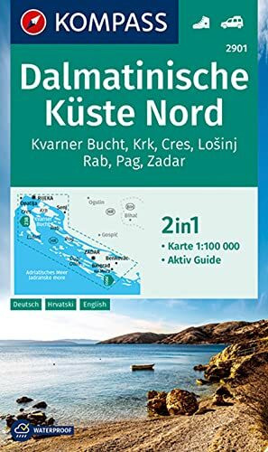 KOMPASS Wanderkarte 2901 Dalmatinische K�ste Nord 1:100.000: 2in1 Wanderkarte0 mit Aktiv Guide.