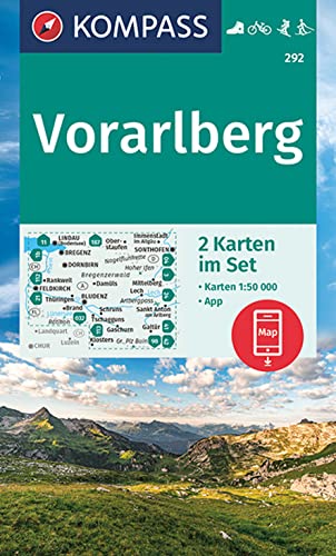 KOMPASS Wanderkarten-Set 292 Vorarlberg (2 Karten) 1:50.000: inklusive Karte zur offline Verwendung in der KOMPASS-App. Fahrradfahren. Skitouren. Langlaufen. von Kompass