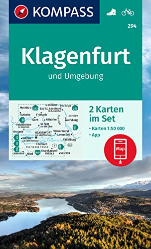 KOMPASS Wanderkarten-Set 294 Klagenfurt und Umgebung (2 Karten) 1:50.000: inklusive Karte in der KOMPASS-App offline nutzen, markierte Wanderwege, Fahrradfahren von KOMPASS-KARTEN