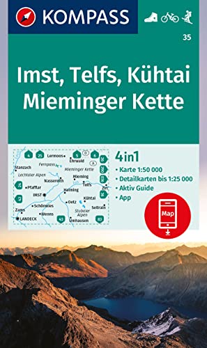 KOMPASS Wanderkarte 35 Imst, Telfs, Kühtai, Mieminger Kette 1:50.000: 3in1 Wanderkarte, mit Panorama, inklusive Karte zur offline Verwendung in der KOMPASS-App. Fahrradfahren. Skitouren.