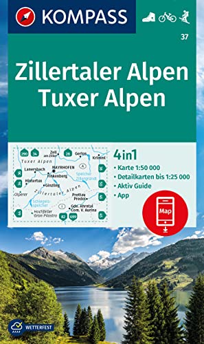 KOMPASS Wanderkarte 37 Zillertaler Alpen, Tuxer Alpen 1:25.000: 4in1 Wanderkarte , mit Aktiv Guide und Detailkarten inklusive Karte zur offline Verwendung in der KOMPASS-App. Fahrradfahren. Skitouren. KOMPASS Wanderkarte 37 Zillertaler Alpen, Tuxer Alpen 1:25.000: 4in1 Wanderkarte , mit Aktiv Guide und Detailkarten inklusive Karte zur offline Verwendung in der KOMPASS-App. Fahrradfahren. Skitouren.