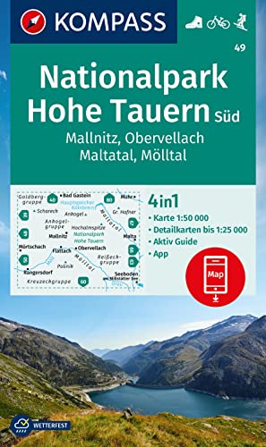 KOMPASS Wanderkarte 49 Nationalpark Hohe Tauern Süd, Mallnitz, Obervellach, Maltatal, Mölltal 1:50.000: 4in1 Wanderkarte, mit Aktiv Guide und ... in der KOMPASS-App. Fahrradfahren. Skitouren. KOMPASS Wanderkarte 49 Nationalpark Hohe Tauern Süd, Mallnitz, Obervellach, Maltatal, Mölltal 1:50.000: 4in1 Wanderkarte, mit Aktiv Guide und ... in der KOMPASS-App. Fahrradfahren. Skitouren.