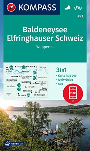 KOMPASS Wanderkarte 493 Baldeneysee, Elfringhauser Schweiz, Wuppertal 1:25.000: 3in1 Wanderkarte, mit Aktiv Guide inklusive Karte zur offline Verwendung in der KOMPASS-App. Fahrradfahren. KOMPASS Wanderkarte 493 Baldeneysee, Elfringhauser Schweiz, Wuppertal 1:25.000: 3in1 Wanderkarte, mit Aktiv Guide inklusive Karte zur offline Verwendung in der KOMPASS-App. Fahrradfahren.