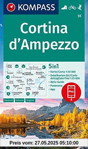 KOMPASS Wanderkarte 55 Cortina d'Ampezzo: 1:50000
