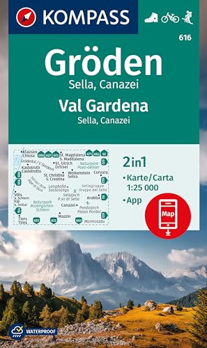 KOMPASS Wanderkarte 616 Gröden / Val Gardena, Sella, Canazei 1:25.000: markierte Wanderwege, Hütten, Radrouten KOMPASS Wanderkarte 616 Gröden / Val Gardena, Sella, Canazei 1:25.000: markierte Wanderwege, Hütten, Radrouten