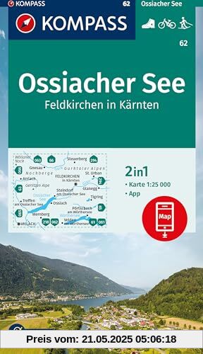 KOMPASS Wanderkarte 62 Ossiacher See, Feldkirchen in Kärnten 1:25.000: Wanderkarte mit Aktiv Guide, Radwegen und Loipen. KOMPASS Wanderkarte 62 Ossiacher See, Feldkirchen in Kärnten 1:25.000: Wanderkarte mit Aktiv Guide, Radwegen und Loipen.